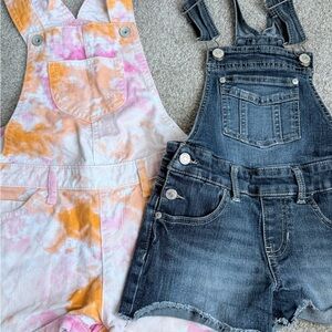 Place Pink and Orange Tie-Dye & Denim Kids Overalls